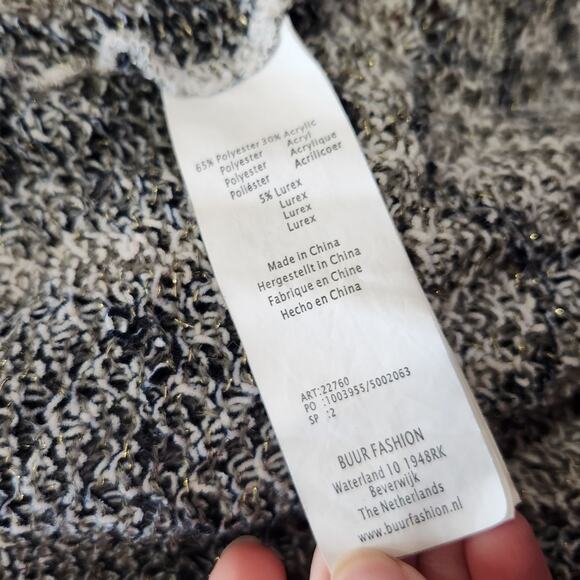 Yest Printed Cardigan Sweater Long Sleeve Open Front Metallic Gray Multi Size XL - Picture 10 of 10